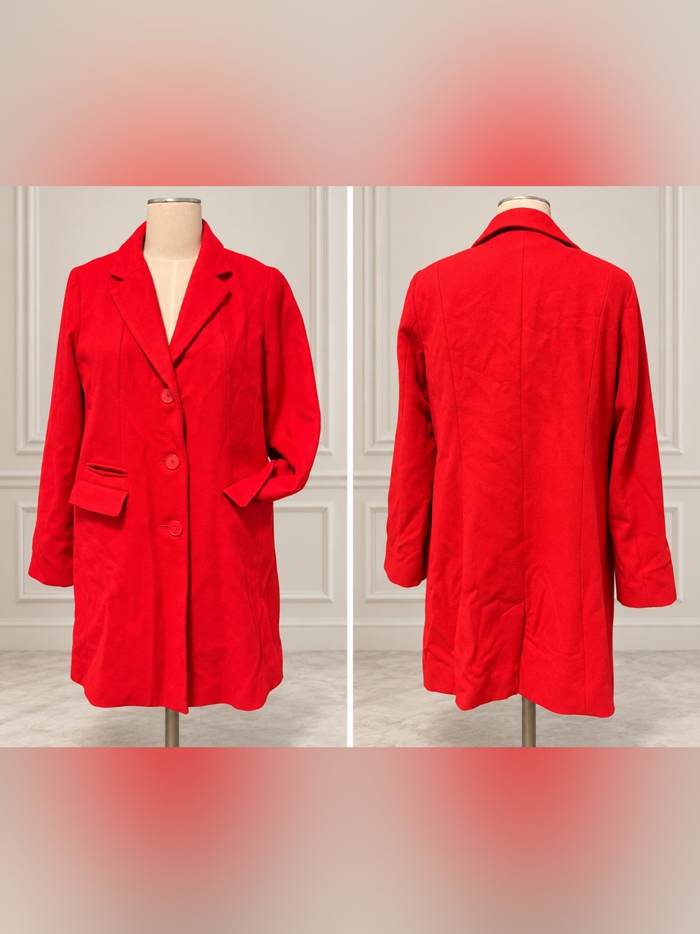 Merona Red Tailored Button-Front Coat – Women’s XXL